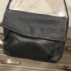 Bruno Rossi Real Leather Small Crossbody Bag In Black Italy